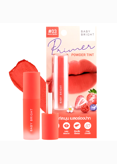 Baby Bright primer powder tint with packaging on a white background