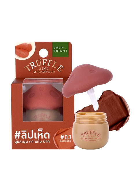 Truffle 3-in-1 cosmetic product with packaging on a white background