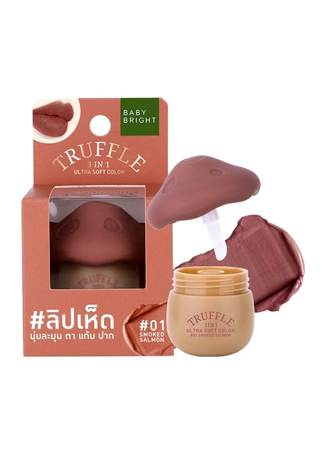 Truffle makeup product with packaging on a white background