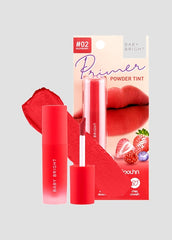 Red lipstick and packaging on a light gray background