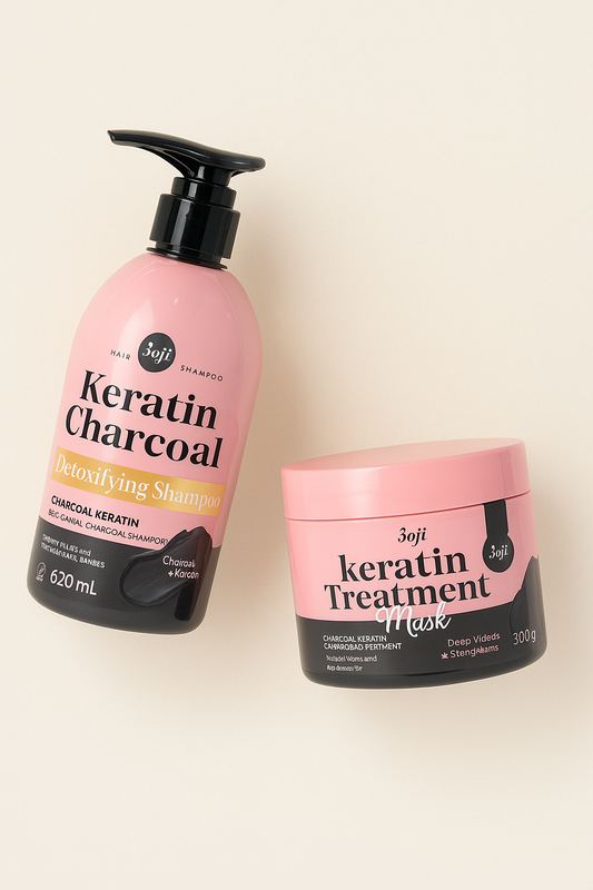 Joji Secret Young | Keratin Charcoal Detoxifying Shampoo 620ml + Treatment Mask 300g