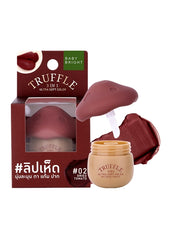 Truffle lip balm with packaging on a white background